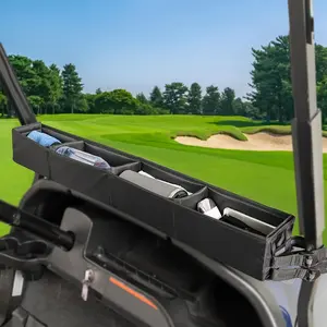 A No-Drill Front Storage Basket for Golf Carts, Featuring a Foldable Universal 1680D Oxford Fabric Storage Tray, Compatible with EZGO TXT, Club Car DS, Yamaha Drive, And Kandi Electric Golf Carts