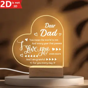 Heart-Shaped Acrylic Night Light — For Grandma/Granny on Birthday, Mother's Day & Christmas.