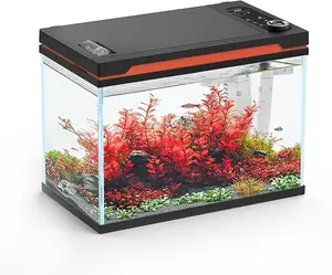 Christmas Gifts hygger 6 Gallon Smart Aquarium Starter Kit, Glass Fish Tank with Auto On/Off 24/7 Mode Light,Heater,Water Pump,Filter Media,Auto Feeder,Water Changer,Cleaning Gloves,Fish Net,Local Time/Timing Set