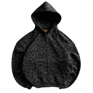 Fashion Leopard Print Zipper Hoodie  Streetwear Retro Dark Clean Fit Unisex Winter Casual Men's Cotton Hoodie Casual Pattern  Classic Fabric fall outfits outfits men Cute Spooky Ghost Pumpkin Hoodie southern  rock  merch Vintage Monster Long Sleeve