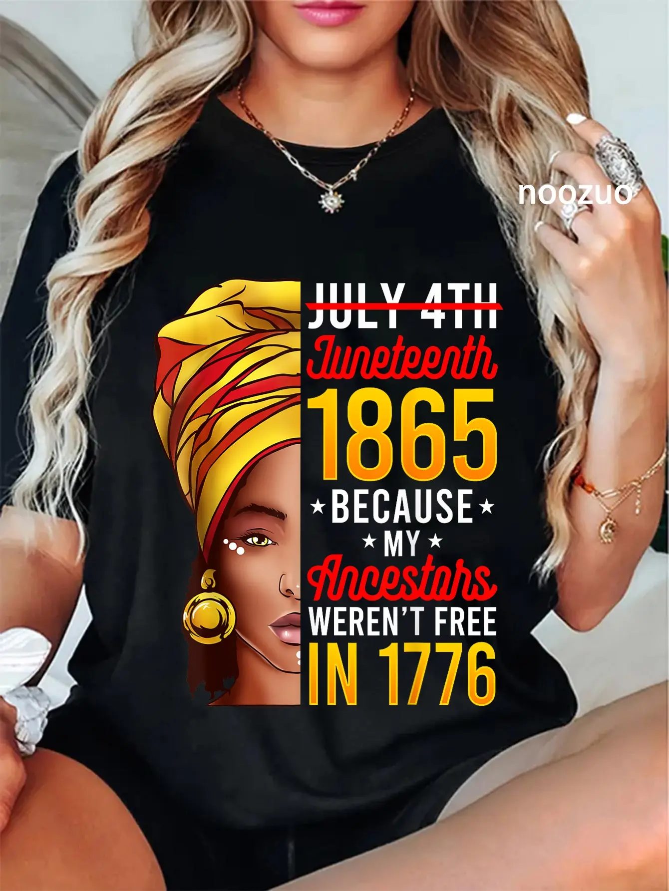 Women's Juneteenth Cute Crew Neck-Round Neck 100% Cotton Vintage T-Shirt, Everyday Casual Streetwear Top for Holiday Celebrations, Graphic Print, Large, Wide Range Of Sizes, Tshirt, Distressed, Short Sleeves, Clothes