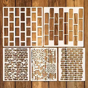 Five-Piece Reusable Brick Wall Template Set for Walls Floors and More, Durable Paintable Design for Versatile Decor