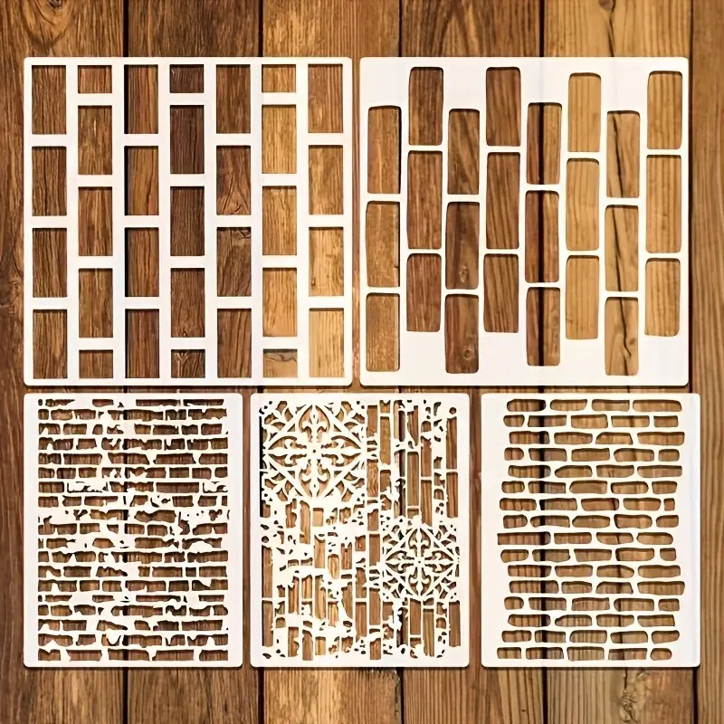 Five-Piece Reusable Brick Wall Template Set for Walls Floors and More, Durable Paintable Decorative Home Decor Design for Versatile Decor