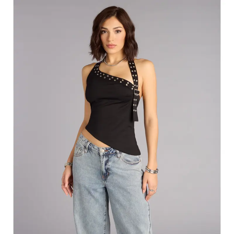 asymmetrical rib knit zip - TikTok Shop