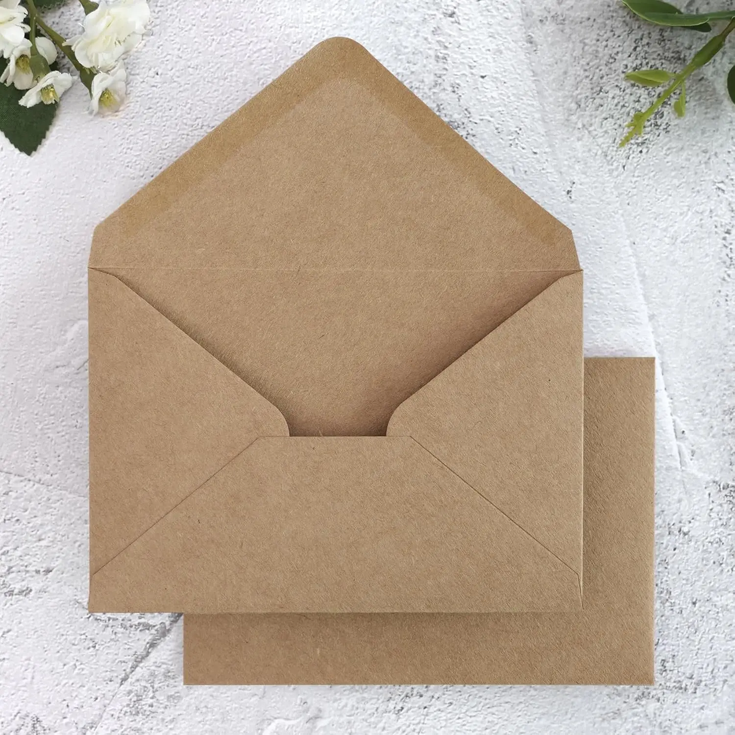 50 Pack A1 Envelopes, 3.62 x 5.2'' Brown Envelopes  for Weddings Card, RSVP Cards, Christmas  Envelope,  Showers, Thank You Notes, any 3.5x5" inserts