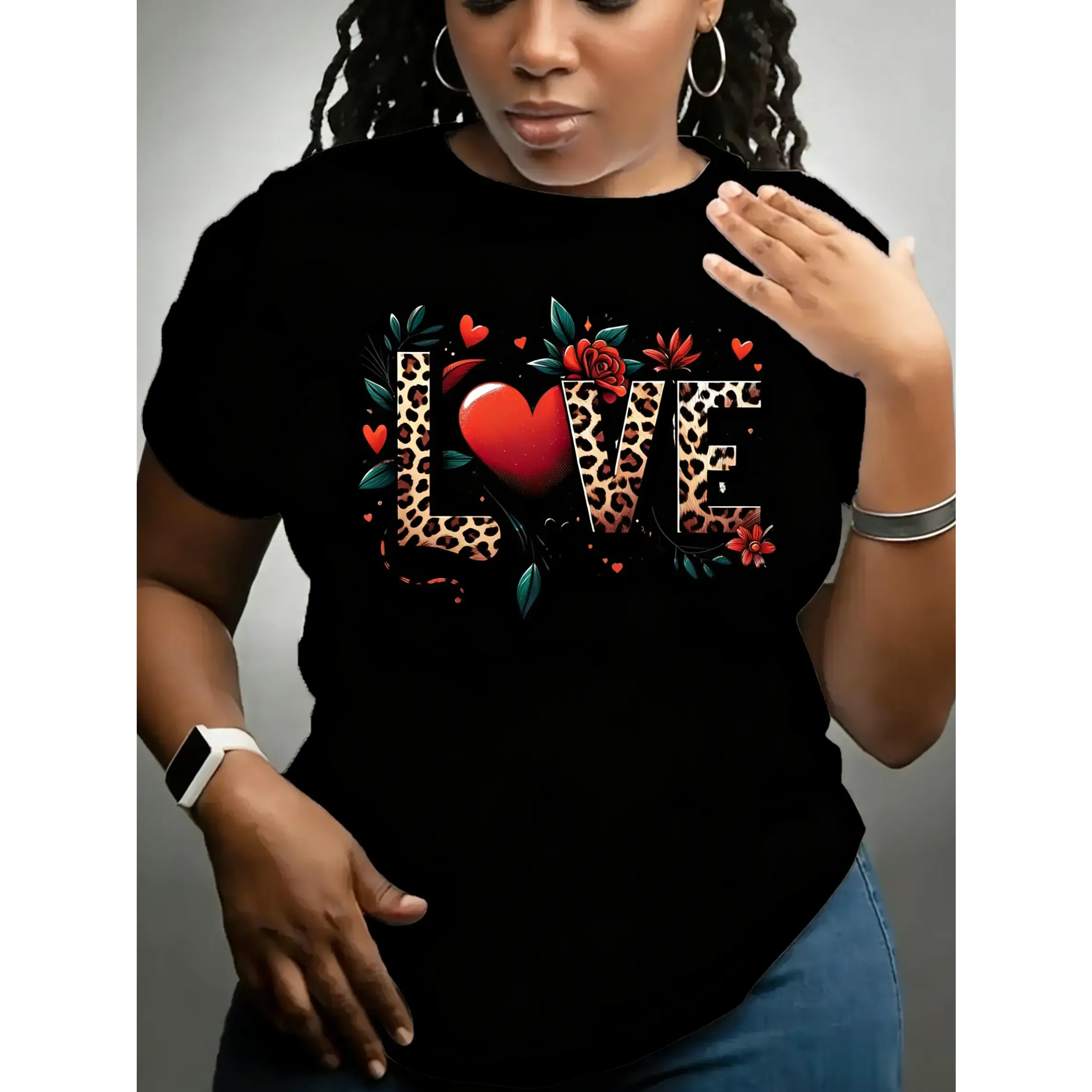 100% pure cotton, available in multiple colors, women's T-shirt, casual short-sleeve round neck top, pure cotton material, machine washable, comfortable fit suitable for all seasons, women's T-shirt, T-shirt with unique pattern, comfortable fit