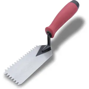 QLT By  Notched Margin Trowel, Flooring and Tiling, Soft Grip Handle, V-Shape, 5 x 2 Inch, MT79