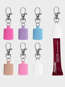 Portable Lip Balm Keychain, Stylish Keychain, Fashionable Alloy Keychain, Lazy Portable Lip Glaze Silicone Replacement Buckle Cap Charms, Fashion Accessories for Women & Girls