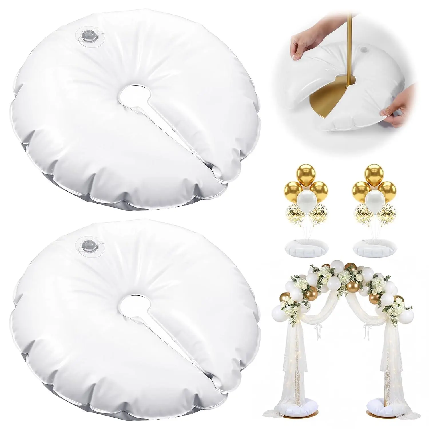 2 Pcs Balloon Arch Weights For Backdrop Stand - Water Weight Bags For Balloon Column Stand And Arch - White Weights Bags For Graduation Party Wedding Decor
