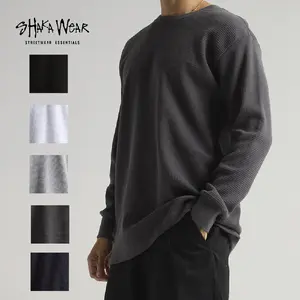 SHAKAWEAR Men's Max Heavyweight Thermal Long Sleeve T Shirt Casual Shaka Wear Long Sleeves Cotton Tee Shirts Woven Neck Warm Casual Hip Hop Harem LA