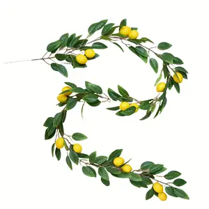 2 Piece, Lush Artificial Fruit Vine, 16 Lemons, Lifelike Yellow Lemons, Simulated Plant Home Decor, Fireplace, Dining Table, Stair Railing, Spring Summer Decor, Lemon Party Decor, Wedding, Easter, New Year