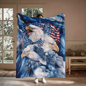 Cozy Modern Eagle Digital Print Blanket - Lightweight, Tightly Woven Heat Retaining Flannel Fleece Throw for Indoor/Outdoor Sofa, Travel - Soft Warm Fabric, Gift for Family