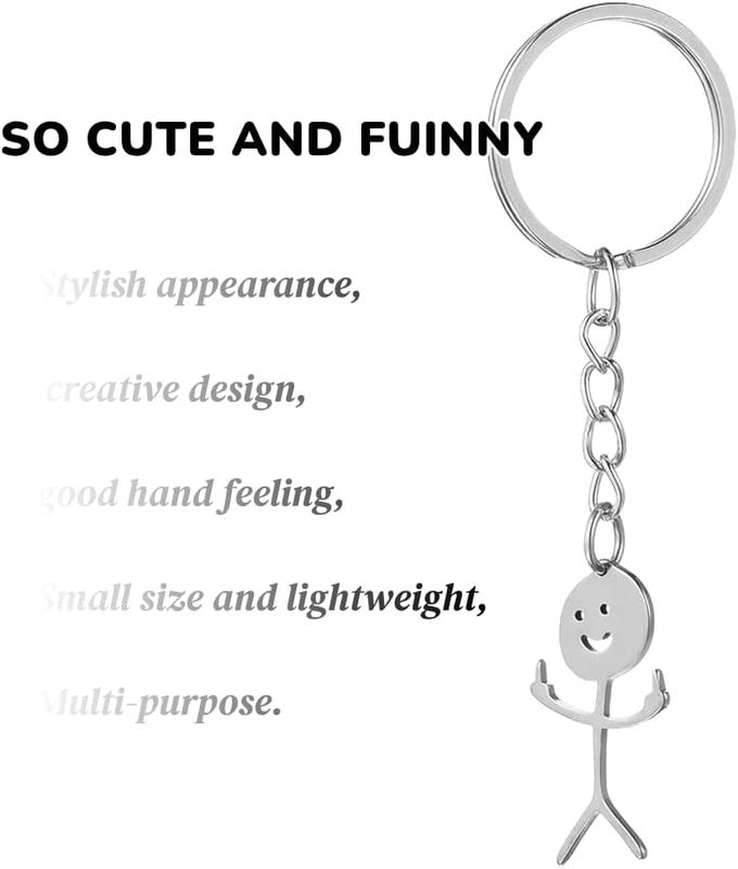 Stainless Steel Doodle Keychain Middle Finger Pendant Keyring