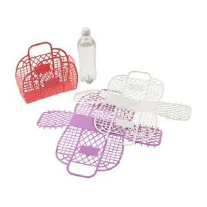 8" x 3 3/4" x 7" Small Jelly Beach Plastic Tote Bags - 6 Pc.