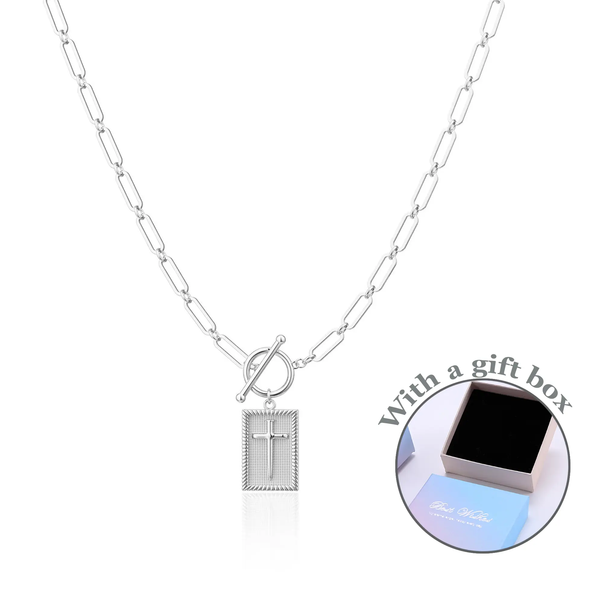 Cross Necklaces for Women Men Boy Jewelry Birthday Dainty Gifts Necklace,Cuban Link Chain for Women Trendy Fashion jewelry gifts,Trendy Gift,with a beautiful box,Christmas gifts christian faith style gift