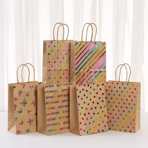 12/24-Pack Birthday Gift Bags (with Handles) — Paper Party Favor Bags, Ideal for Holding Small Gifts. Suitable for Birthdays and Various Celebrations.