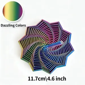 3D Printed Expanded Sensory Fidget Star with Handle Dazzling Colors 11.7cm 4.6 inch Stress Relief Whirling Spiral Hypnotizing Visual Fidget Toy Wooden Cross Set Religious Decoration