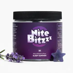 NiteBitezzz – Natural Sleep Gummies | Ashwagandha, Magnesium, Passionflower | 60ct | Melatonin Free | USA Made