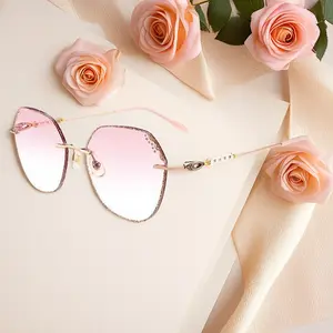 2026 New Anti-Blue Light Glasses, No-Makeup Beauty Gadget, Rimless with Diamond Inlay, Non-Prescription, Super Fairy Mermaid Tears pilot sunglass vintage men fashionable frame fashion cat eye full color eyewear accessory gafas lectura leopard print luxury