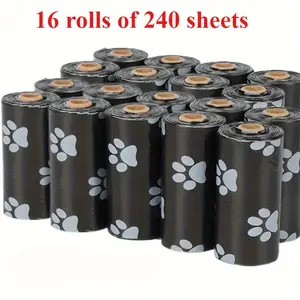 Leak-proof Dog Poop Bag, 16 Rolls Durable Poop Bag with Paw Print Design, Pet Waste Bag for Outdoor Walks, Pet Cleaning Supplies