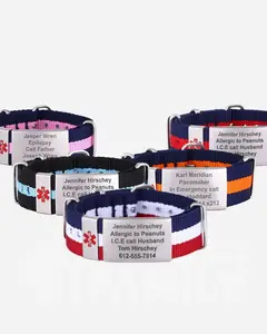 Personalized Fabric + Stainless Steel Medical ID Bracelet