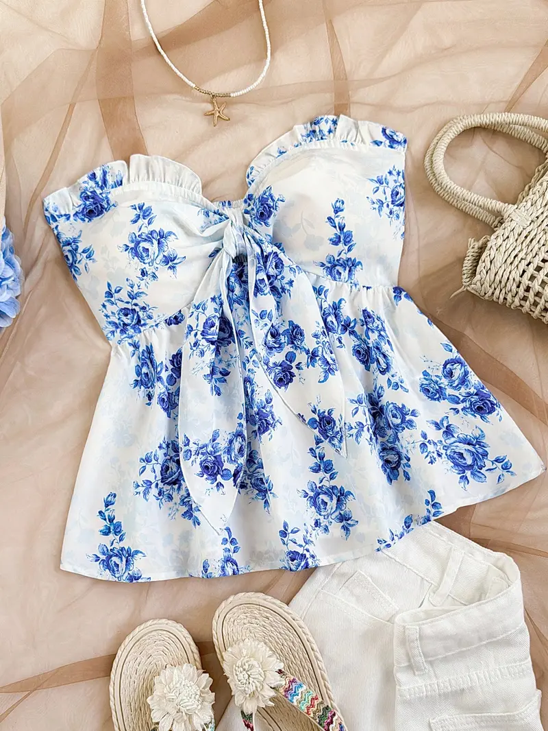 floral peplum top - TikTok Shop
