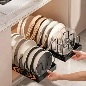 2PCS Pot and Pan Organizer Rack for Cabinet, Stainless Steel Expandable Pot Lid Organizer with 10Adjustable Dividers,  Rack Storage Organizer for Durable Rust Resistant Storage for Cookware Bakeware Small Kitchen Apartment RV Organization outdoorfun