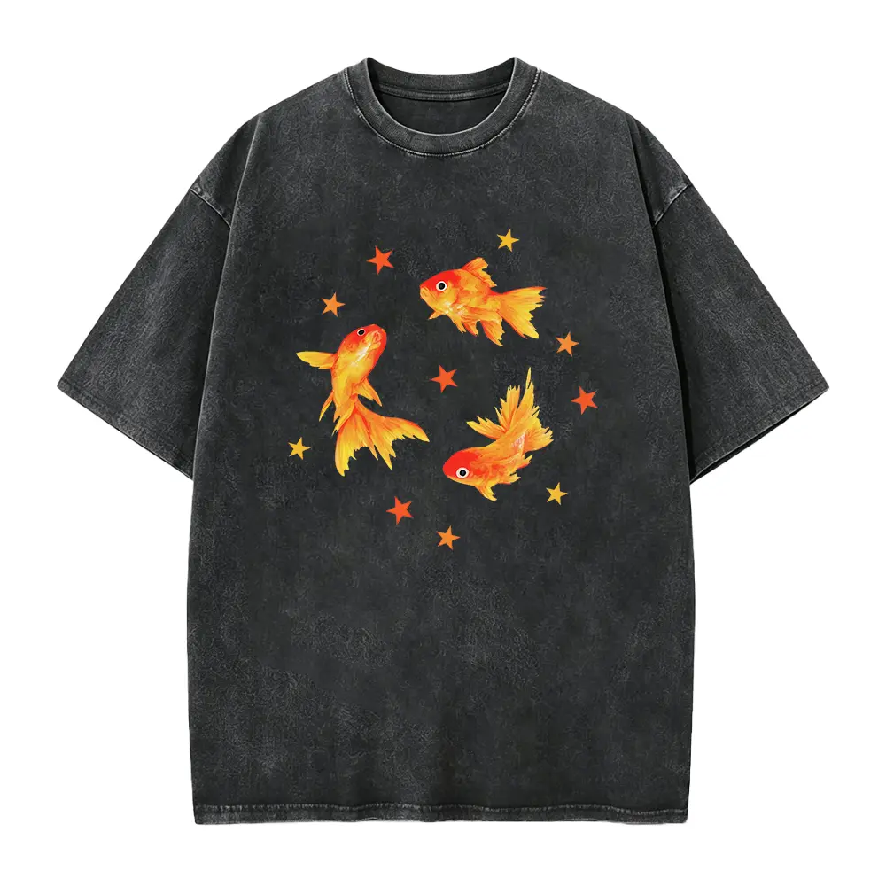 Goldfish T-Shirt, Star Aesthetic, Cute T-Shirt, Beachy Shirt, Grunge Y2K Tee, Cool Vintage Retro T-Shirt Gift, Unisex T-Shirt