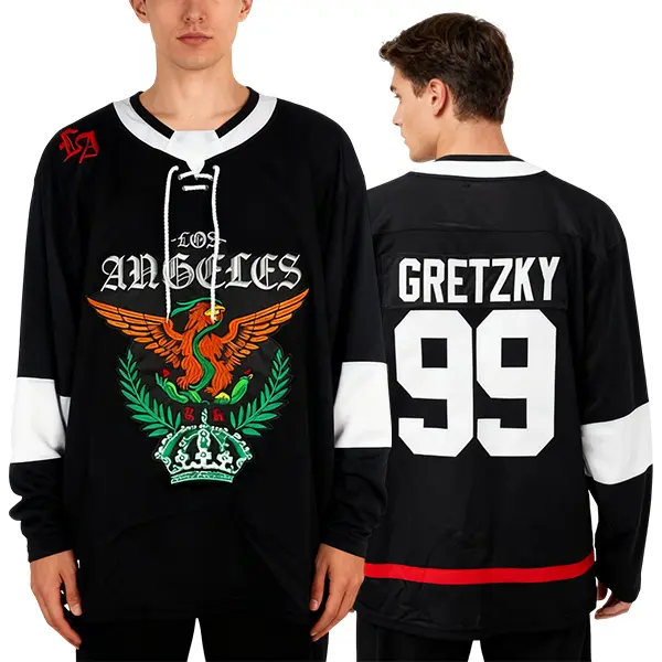 Men's Gretzky #99 LA Eagle Energy Black Hockey Jersey Sewing embroidery Round neck loose fit sports top large size S-XXXL high quality polyester daily training suit match day Fans around Christmas vintage clothes Outdoor sportswear