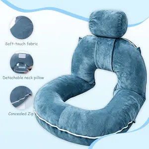 Crystal Velvet Split Design Reading Pillow, Detachable Back Pillow for Bed, Adjustable Backrest, Comfortable for Adults, Moms & Kids, Ideal for Nursing & Relaxing