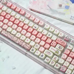 130+ Key Pig Theme Pbt Keycaps, Dye Sublimation Process, Moa Profile, Compatible with Mx Axis, for 61/64/68/87/96/104/108 Keyboards