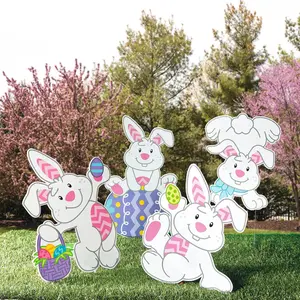 20" - 28" Tumbling Easter Bunnies Yard Signs - 4 Pc.