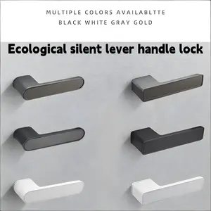 Eco-Friendly Handle Door Lock, Minimalist Magnetic Silent Bedroom Door Handle, Concealed Keyhole with Panel Lock and Key, Suitable for Italian Indoor Wooden Doors, Door Hardware