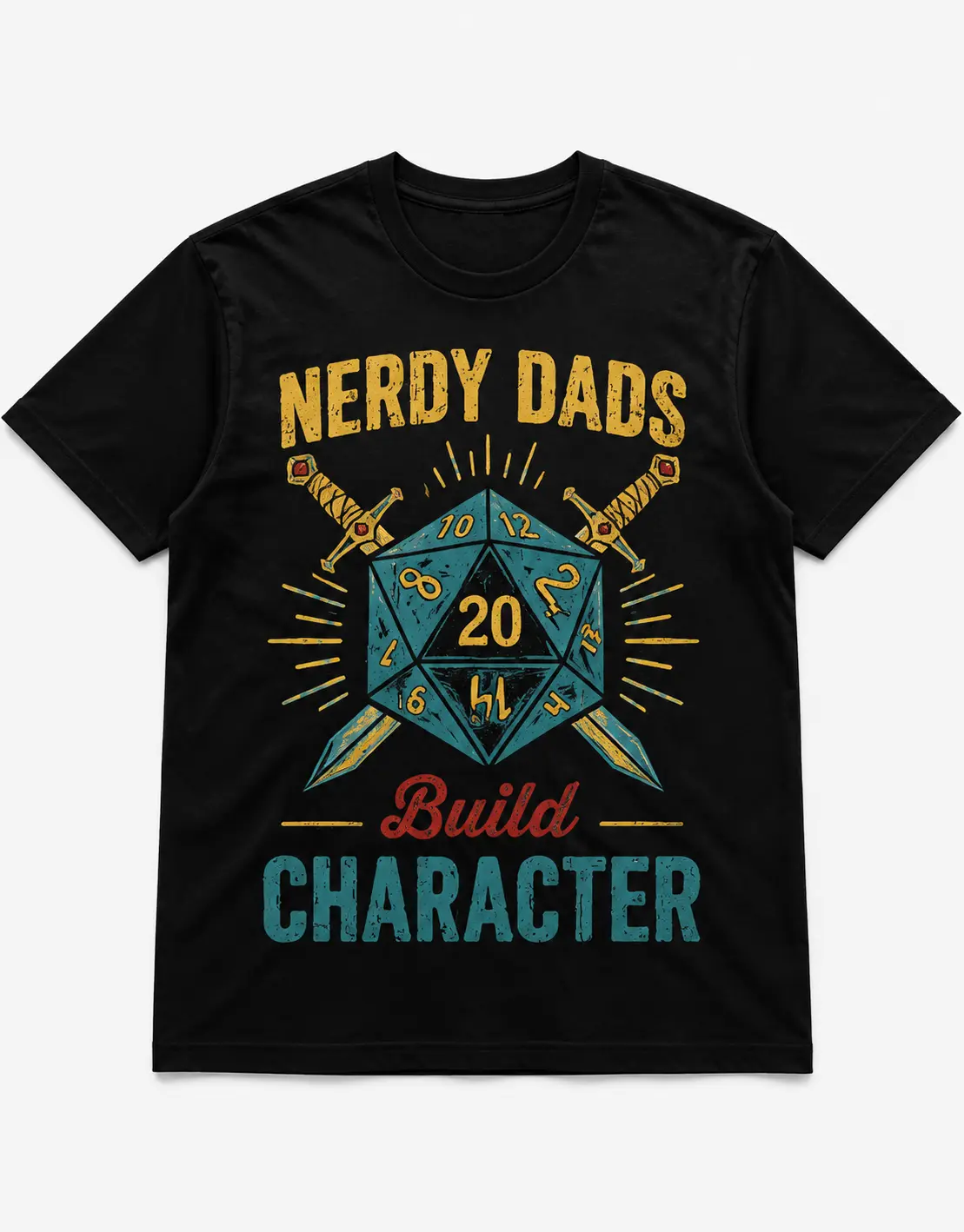 Black Casual TShirt Nerdy Dads Build Character 20