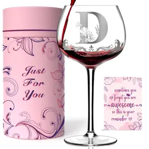 Personalized Monogram Gifts For Women - Customized Initial A-z Wine Glass  Birthday Christmas Her Mom Wife Sister Daughter Friend (letter D)