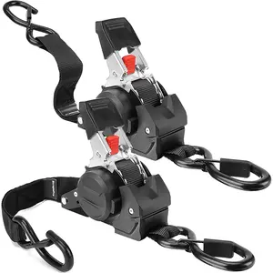 Ratchet Tie Down Straps - Auto Retractable Ratchet Straps Heavy Duty 1763lbs with S Hooks, for Securing Cargo Luggage Motorcycle Truck Boat, 3.3m