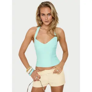 Sefina Bandage Halter Neck Top Aqua