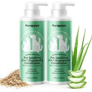 2in1 Dog Shampoo and Conditioner, Probiotic Dog Shampoo for Allergies, Dry, Itchy Skin Relief with Panthenol, Soothing Formula, Oatmeal & Aloe Scent, Paraben-Free, 17oz, 2-Pack