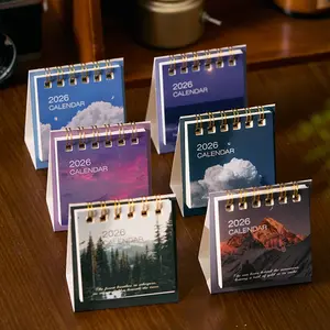 2026 Mini Desk Calendar Set, Creative Landscape Design, Student Note-Taking Desktop Decor, 6 Designs Included, Perfect Gift Idea