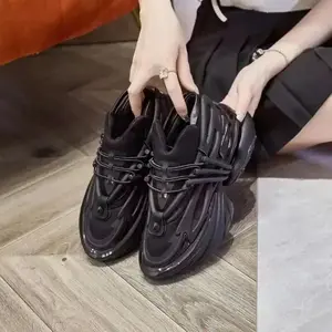 Men's and women's airship shoes, fashionable and casual, second grade leather, cowhide, breathable and height increasing platform shoes, running blue high top men's sports shoes, training shoes, runners, runners, and girls