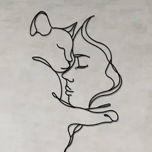 Abstract Cat & Woman Design Wall Art, Modern Abstract Design, Creative Metal Wall Decor, Wall Hanging Decor for Home Living Room Bedroom, Home Decor