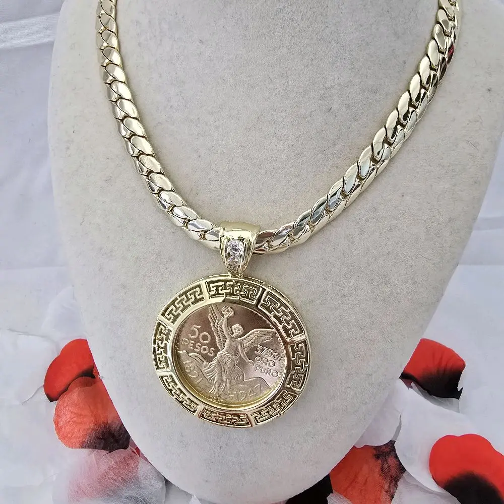 Men's 14 Karat Gold-Plated Classic Design Pendant Necklace, Fashion Costume Jewelry Accessory, Gold Pendant Necklace, Formal Wear, Centennial Charm, Adults, Durable Finish, Male, Traditional