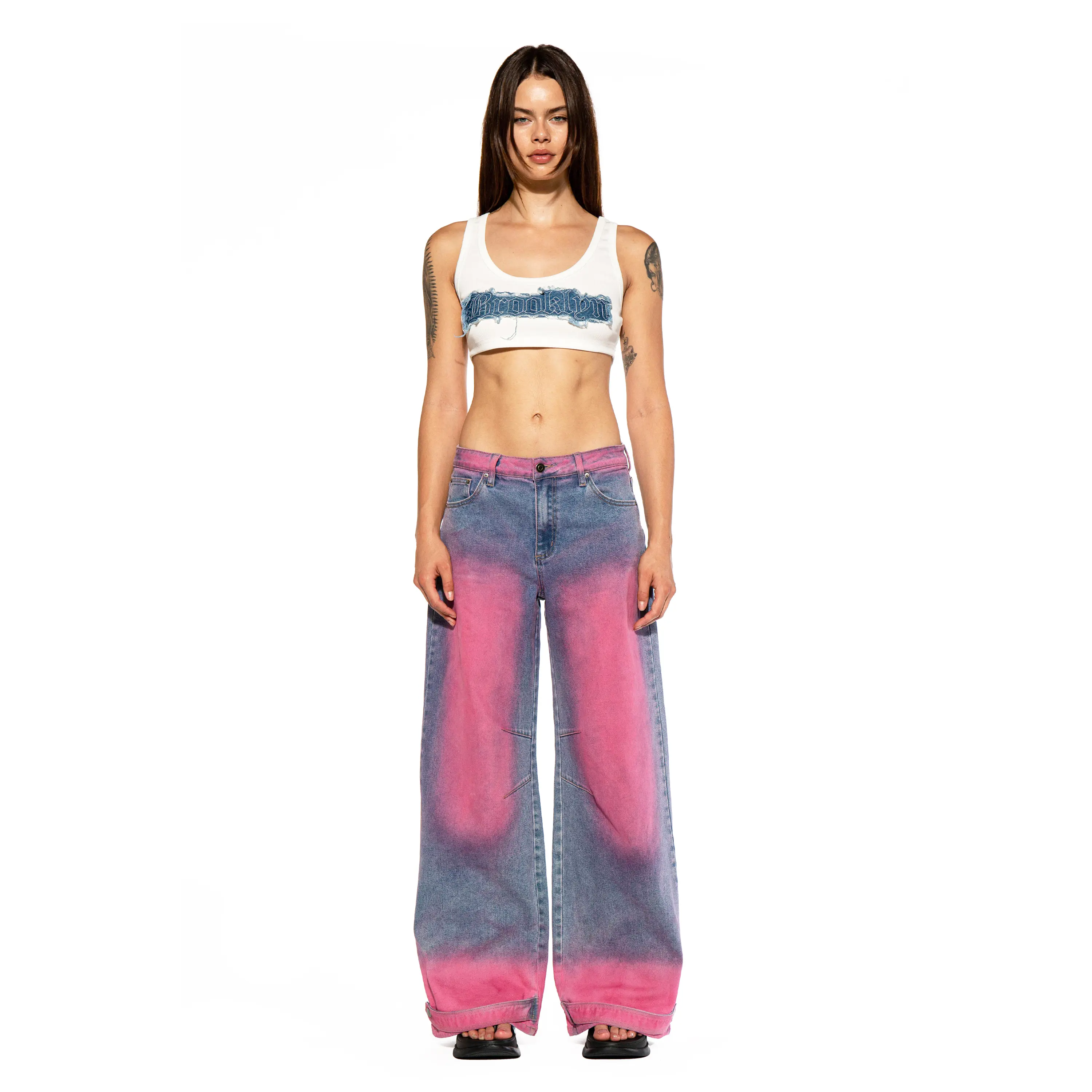Neon Fade Two-Tone Wide Leg Jeans