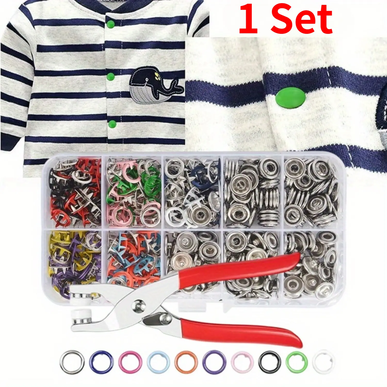 1Set Snap Fasteners Tool Kit Hollow and Solid Metal Prong Snaps Buttons with Setting Tool for Clothing Crafting Sewing,Leather Snaps Buttons for Jeans Wears Bags(9.5mm) - Tools & Hardware.
