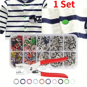 1Set Snap Fasteners Tool Kit Hollow and Solid Metal Prong Snaps Buttons with Setting Tool for Clothing Crafting Sewing,Leather Snaps Buttons for Jeans Wears Bags(9.5mm) - Tools & Hardware.