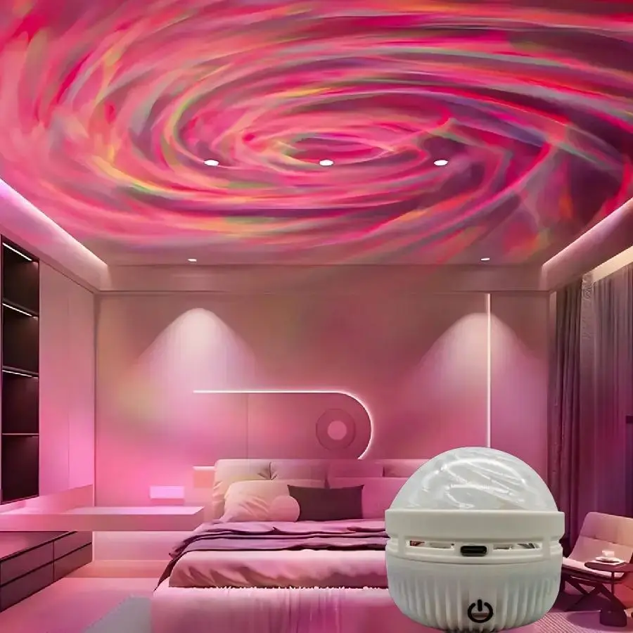 USB Powered Wave Design Night Light, Color Changing Wave Projector Ambient Light with Remote Control, Novelty Lighting for Home Decor