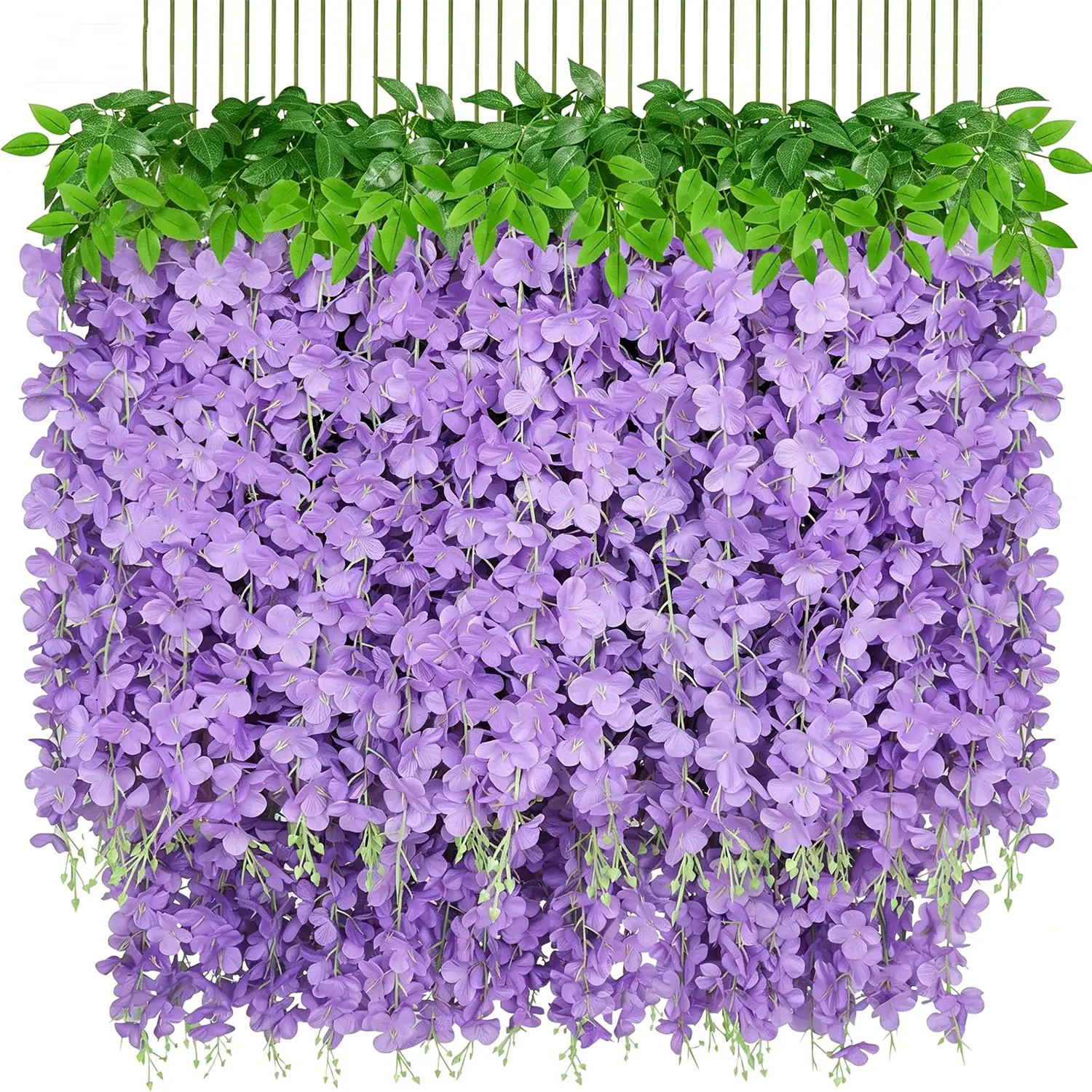 60 Pcs Lightweight Silk Wisteria Hanging Flowers, 3.6 Ft/Pcs Decorative Artificial Floral Ornaments for Wedding Party Backdrop Wall Home Decoration, Plastic