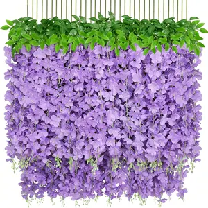 60 Pcs Wisteria Hanging Flowers, 3.6 Ft/Pcs Artificial Hanging Flowers, White Fake Wisteria for Wedding Party Backdrop Wall Home Decoration