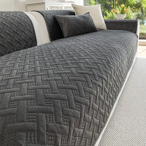 Plaid Pattern Sofa Pad, Single Piece Non-Slip Cat-Resistant Sofa Cover, Luxury Vintage Sofa Slipcover, Fits 1-4 Person Sofas