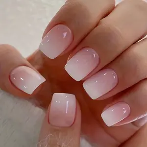 24pcs Medium Square Jelly Color Fake Nails Kit with 1pc Nail File & 1 Nail Glue Sticker for Women's Gift & Nails Supplies Perfect for Christmas & All Saints' Day